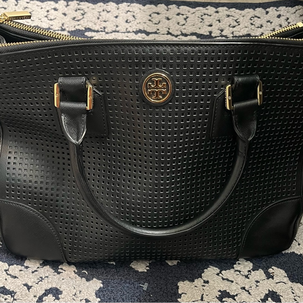 Tory Burch Robinson Perforated Double Zip Tote